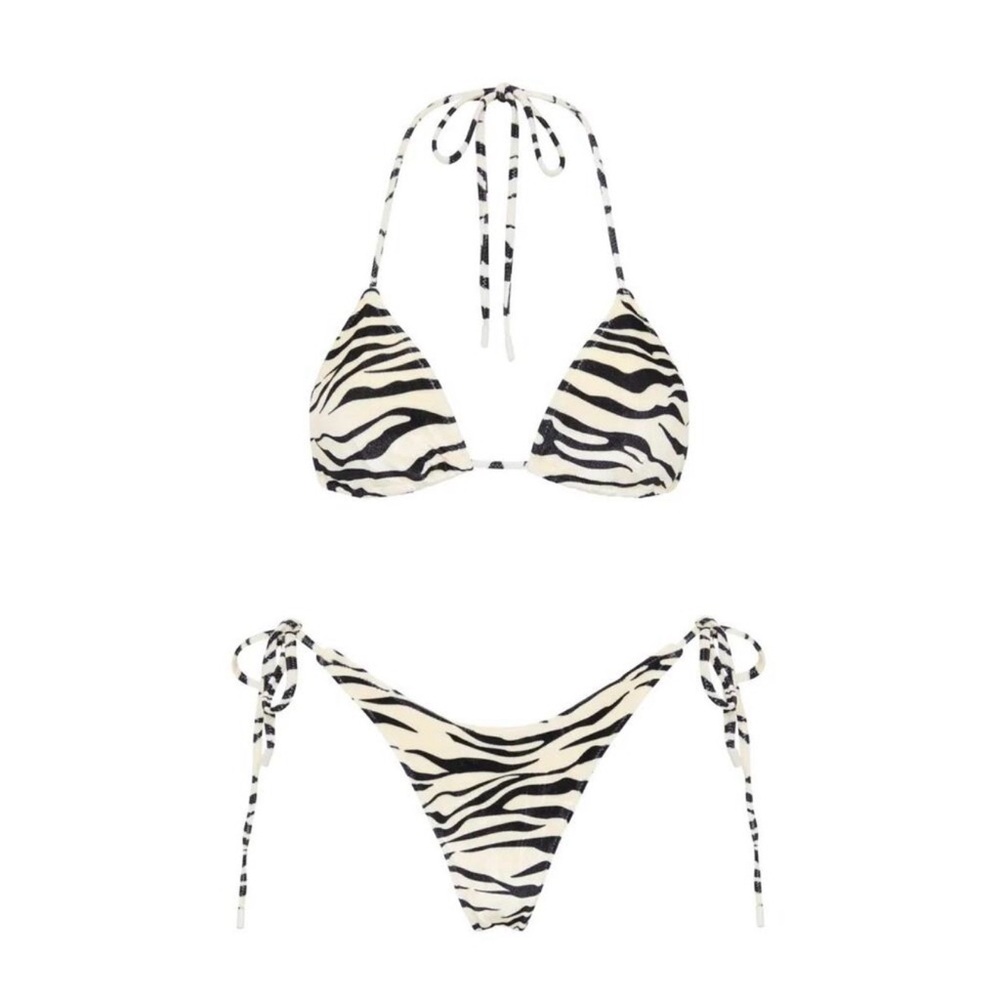 TRAINGL ZEBRA VELVET BIKINI - XS